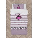 Mekta Home Bebek ve Çocuk Odası Çizgili Kalpli Prenses Kız Desenli Nevresim Takımı - Renkli - 160 x 230 cm