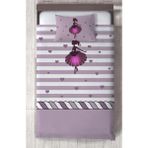 Mekta Home Bebek ve Çocuk Odası Çizgili Kalpli Prenses Kız Desenli Yatak Örtüsü - Renkli - 140 x 220 cm