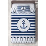 Mekta Home Bebek ve Çocuk Odası Denizci Çapa Desenli Yatak Örtüsü - Renkli - 140 x 220 cm