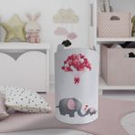 Mekta Home Bebek ve Çocuk Odası Fil ve Kalp Desenli Oyuncak Sepeti - Renkli