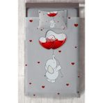 Mekta Home Bebek ve Çocuk Odası Fil ve Kalpli Balon Desenli Yatak Örtüsü - Renkli - 140 x 220 cm