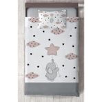 Mekta Home Bebek ve Çocuk Odası Fil ve Seksek Desenli Yatak Örtüsü - Renkli - 140 x 220 cm