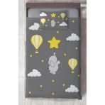 Mekta Home Bebek ve Çocuk Odası Fil Yıldız ve Uçan Balon Desenli Yatak Örtüsü - Renkli - 140 x 220 cm