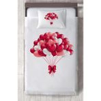 Mekta Home Bebek ve Çocuk Odası Fiyonklu Kalpli Balon Desenli Yatak Örtüsü - Renkli - 140 x 220 cm