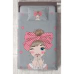 Mekta Home Bebek ve Çocuk Odası Fiyonklu Kız Desenli Yatak Örtüsü - Renkli - 140 x 220 cm