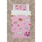 Mekta Home Bebek ve Çocuk Odası Gökkuşağı ve Bulut Desenli Pembe Nevresim Takımı - Renkli - 160 x 230 cm