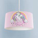 Mekta Home Bebek ve Çocuk Odası Gökuşağı ve Unicorn Desenli Pembe Avize - Renkli - 1