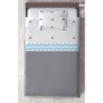 Mekta Home Bebek ve Çocuk Odası Gri Mavi Yıldız Desenli Yatak Örtüsü - Renkli - 140 x 220 cm