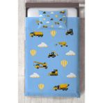 Mekta Home Bebek ve Çocuk Odası Iş Makinalı ve Mavi Yol Desenli Yatak Örtüsü - Renkli - 140 x 220 cm