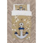 Mekta Home Bebek ve Çocuk Odası Kahverengi Çapa Desenli Nevresim Takımı - Renkli - 160 x 230 cm