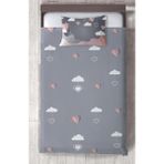 Mekta Home Bebek ve Çocuk Odası Kalp ve Bulut Balon Desenli Yatak Örtüsü - Renkli - 140 x 220 cm