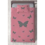 Mekta Home Bebek ve Çocuk Odası Kelebek Desenli Pembe Yatak Örtüsü - Renkli - 140 x 220 cm