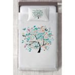 Mekta Home Bebek ve Çocuk Odası Kelebekli Ağaç Desenli Yatak Örtüsü - Renkli - 140 x 220 cm