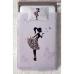 Mekta Home Bebek ve Çocuk Odası Kelebekli Prenses Desenli Yatak Örtüsü - Renkli - 140 x 220 cm