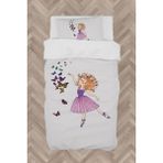 Mekta Home Bebek ve Çocuk Odası Kelebekli Prenses Kız Desenli Nevresim Takımı - Renkli - 160 x 230 cm