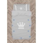 Mekta Home Bebek ve Çocuk Odası Kral Tacı ve Yıldız Desenli Nevresim Takımı - Renkli - 160 x 230 cm