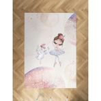 Mekta Home Bebek ve Çocuk Odası Kuğu ve Balerin Desenli Halı - Renkli - 80 x 150 cm