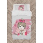 Mekta Home Bebek ve Çocuk Odası Kurdeleli Kız Desenli Nevresim Takımı - Renkli - 160 x 230 cm