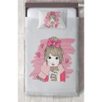 Mekta Home Bebek ve Çocuk Odası Kurdeleli Kız Desenli Yatak Örtüsü - Renkli - 140 x 220 cm