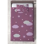Mekta Home Bebek ve Çocuk Odası Lila Bulut Desenli Yatak Örtüsü - Renkli - 140 x 220 cm