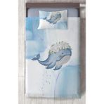 Mekta Home Bebek ve Çocuk Odası Mavi Balina Desenli Yatak Örtüsü - Renkli - 140 x 220 cm