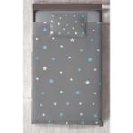 Mekta Home Bebek ve Çocuk Odası Mavi ve Beyaz Yıldız Desenli Çerçeveli Yatak Örtüsü - Renkli - 140 x 220 cm