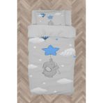 Mekta Home Bebek ve Çocuk Odası Mavi Yıldızlı Fil Desenli Nevresim Takımı - Renkli - 160 x 230 cm