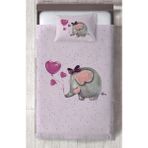 Mekta Home Bebek ve Çocuk Odası Mor Fil Desenli Yatak Örtüsü - Renkli - 140 x 220 cm
