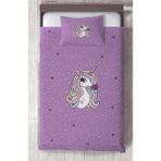 Mekta Home Bebek ve Çocuk Odası Mor Unicorn Desenli Yatak Örtüsü - Renkli - 140 x 220 cm