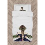 Mekta Home Bebek ve Çocuk Odası Örgülü Saçlı Çiçekli Kız Desenli Nevresim Takımı - Renkli - 160 x 230 cm