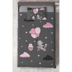 Mekta Home Bebek Ve Çocuk Odası Pembe Bisiklet Balon Ve Fil Desenli Yatak Örtüsü