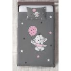 Mekta Home Bebek ve Çocuk Odası Pembe Filli Balonlu Desenli Yatak Örtüsü - Renkli - 140 x 220 cm