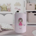 Mekta Home Bebek ve Çocuk Odası Pembe Kalp Desenli Oyuncak Sepeti - Renkli