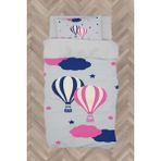 Mekta Home Bebek ve Çocuk Odası Pembe Mavi Uçan Balon Desenli Nevresim Takımı - Renkli - 160 x 230 cm