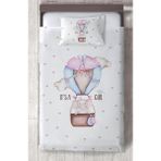 Mekta Home Bebek ve Çocuk Odası Pembe Uçan Balon Desenli Yatak Örtüsü - Renkli - 140 x 220 cm