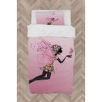 Mekta Home Bebek ve Çocuk Odası Pembe Uçan Kelebekli Prenses Kız Desenli Nevresim Takımı - Renkli - 160 x 230 cm