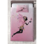 Mekta Home Bebek ve Çocuk Odası Pembe Uçan Kelebekli Prenses Kız Desenli Yatak Örtüsü - Renkli - 140 x 220 cm