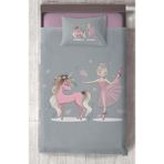 Mekta Home Bebek ve Çocuk Odası Pembe Unicorn ve Kız Desenli Yatak Örtüsü - Renkli - 140 x 220 cm