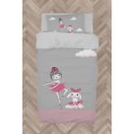 Mekta Home Bebek ve Çocuk Odası Prenses Kız ve Tavşan Desenli Seksekli Nevresim Takımı - Renkli - 160 x 230 cm