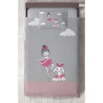 Mekta Home Bebek ve Çocuk Odası Prenses Kız ve Tavşan Desenli Seksekli Yatak Örtüsü - Renkli - 140 x 220 cm