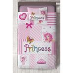 Mekta Home Bebek ve Çocuk Odası Princess Desenli Pembe Yatak Örtüsü - Renkli - 140 x 220 cm