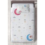 Mekta Home Bebek ve Çocuk Odası Renkli Ay ve Tavşan Desenli Yatak Örtüsü - 140 x 220 cm