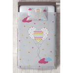 Mekta Home Bebek ve Çocuk Odası Renkli Bulutlu ve Balon Desenli Yatak Örtüsü - 140 x 220 cm