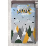 Mekta Home Bebek ve Çocuk Odası Renkli Dağ Desenli Yatak Örtüsü - 140 x 220 cm
