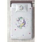 Mekta Home Bebek ve Çocuk Odası Renkli Unicorn Desenli Beyaz Yatak Örtüsü - 140 x 220 cm