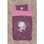 Mekta Home Bebek Ve Çocuk Odası Renkli Unicorn Desenli Mor Nevresim Takımı