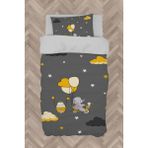 Mekta Home Bebek ve Çocuk Odası Sarı Bulutlu ve Bisikletli Fil Desenli Nevresim Takımı - Renkli - 160 x 230 cm