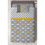 Mekta Home Bebek ve Çocuk Odası Sarı Filli Balon Çerçeveli Yatak Örtüsü - Renkli - 140 x 220 cm