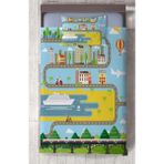 Mekta Home Bebek ve Çocuk Odası Şehir Desenli Yatak Örtüsü - Renkli - 140 x 220 cm