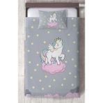 Mekta Home Bebek ve Çocuk Odası Seksekli Unicorn Desenli Yatak Örtüsü - Renkli - 140 x 220 cm